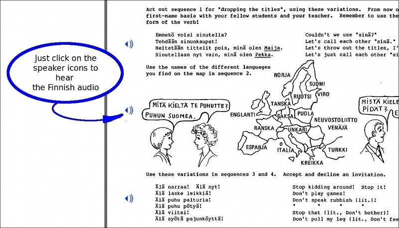 screenshot of Conversational Finnish text